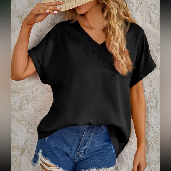 Boho V neck batwing sleeve blouse